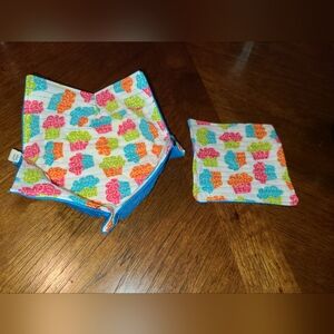 Bowl cozy & coaster set 7×7 & 5×5 100% cotton.  Cupcakes